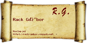 Rack Gábor névjegykártya